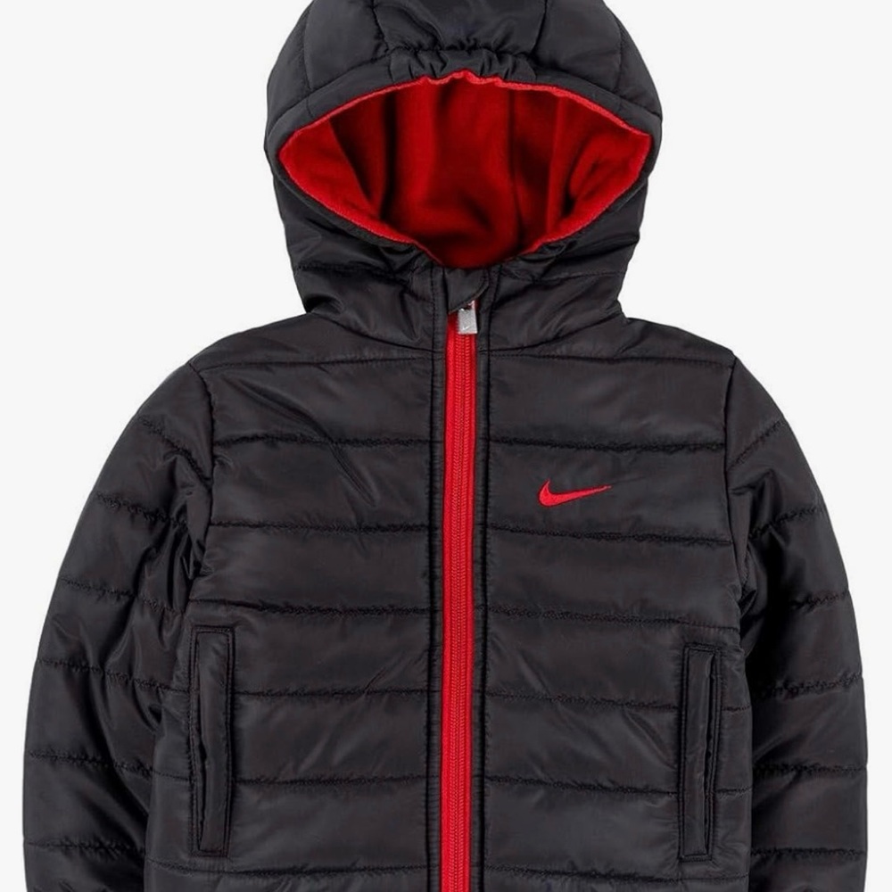 Nike Black and Red Puffer Jacket